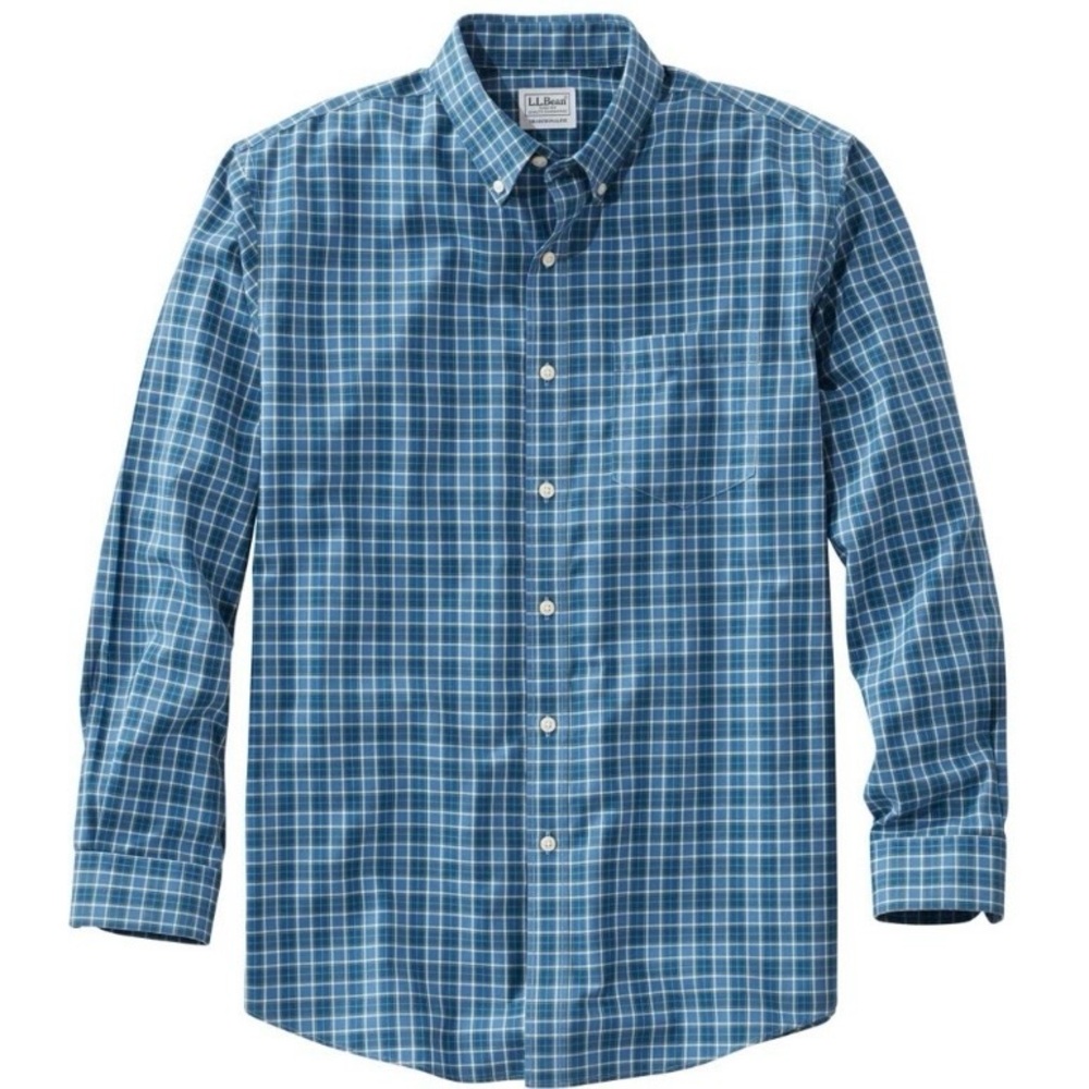 L.L. Bean Men's Kennebunk Bering Blue Plaid Button Down Shirt